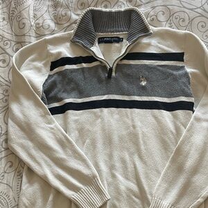 U.S. Polo Assn. Men's Cream and Black Zip-Up Sweater